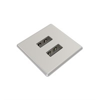 Axessline Micro Square - 2 USB-A laddare 10W, silver